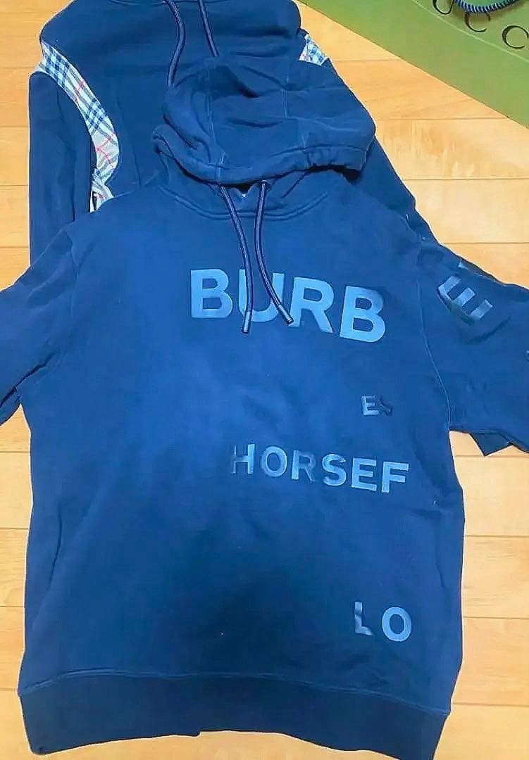 【希少XLサイズ】バーバリー ホースフェリー ビッグロゴ パーカー ブラック