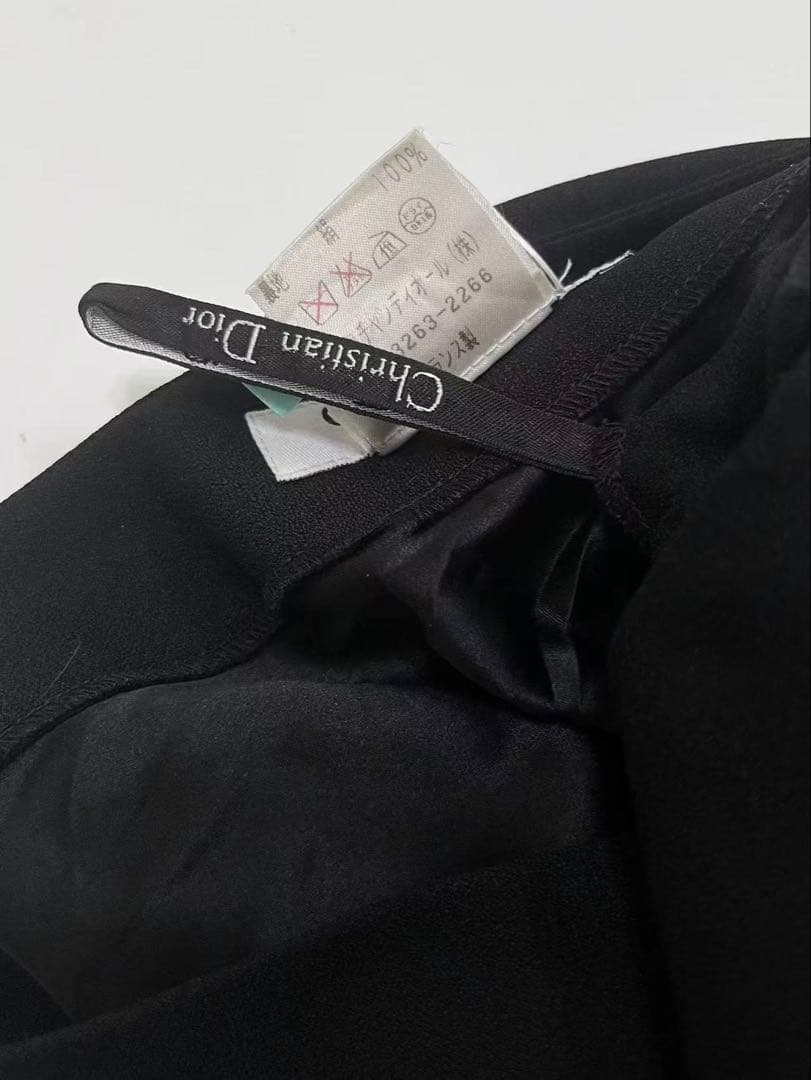 Christian Diorブラック フレアスカート レース裾