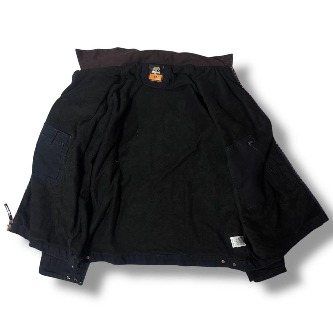 BERNE 古着 デトロイトジャケット XL バック刺繍 ブラック アメカジ