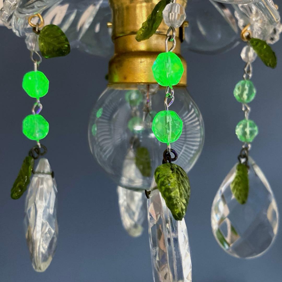 専用　ミニシャンデリア　【植物】　ウランガラスビーズ　フランス　超ミニシェード