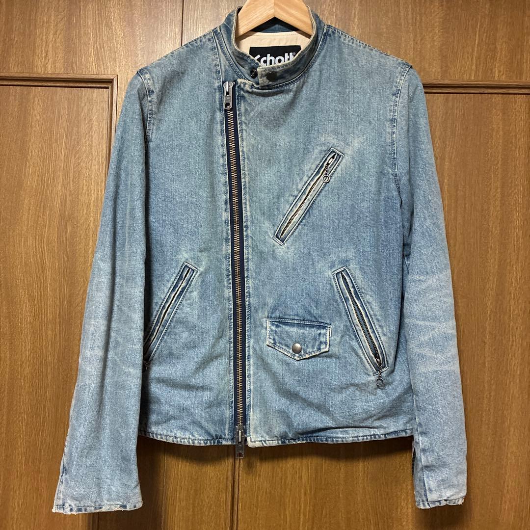 Schott デニム ライダースジャケット　サイズL