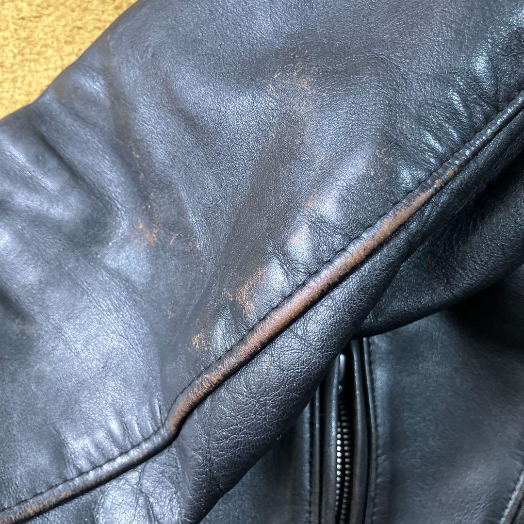 schott サイズ36茶芯 ブラックレザーシングルライダースジャケット