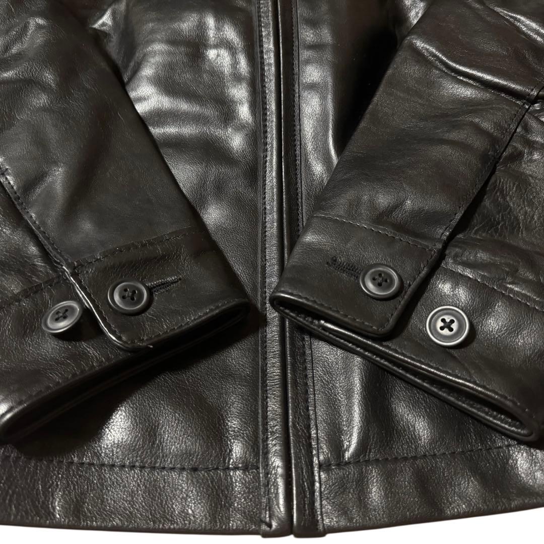 OLD GAP 00s 襟付き 本革 レザージャケット 短丈 ブラック Sサイズ