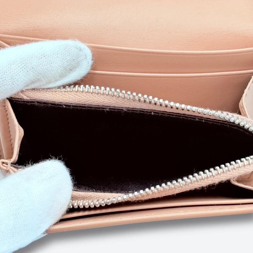 【極美品❣️箱付】TOD'S/二つ折り財布/ピンクベージュ/コンパクト/ダブルT