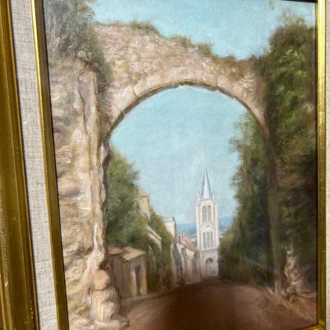 油絵　肉筆　F6 素敵な額縁付き　ガラス付き　美術品