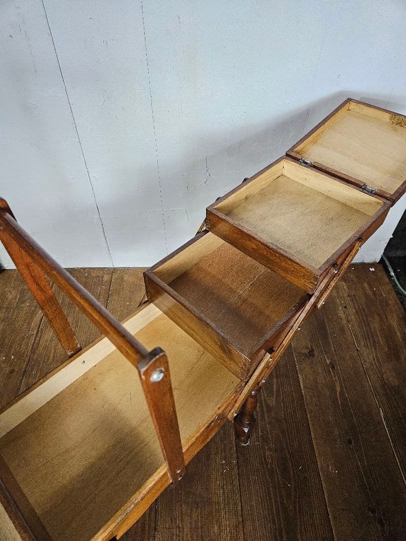 フランスアンティーク ソーイングボックス 木製 レトロ ディスプレイ 小物入れ