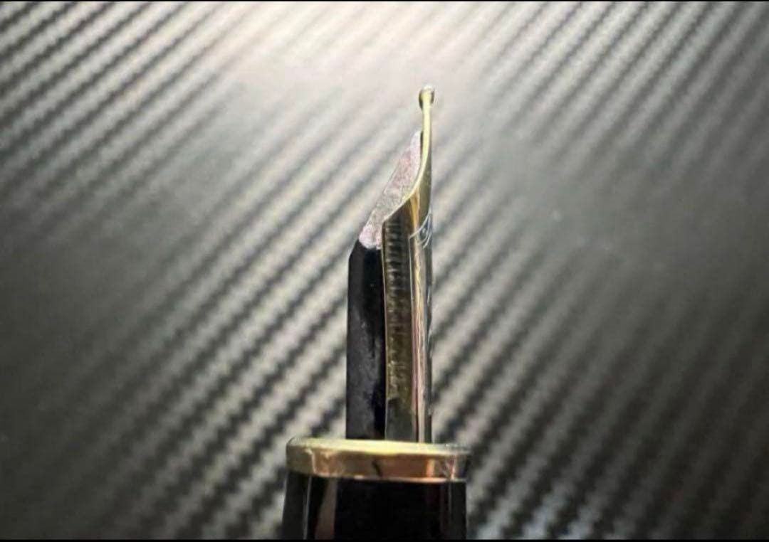 極美品 モンブラン 144 万年筆 M 中字 中白 ブラック×ゴールド