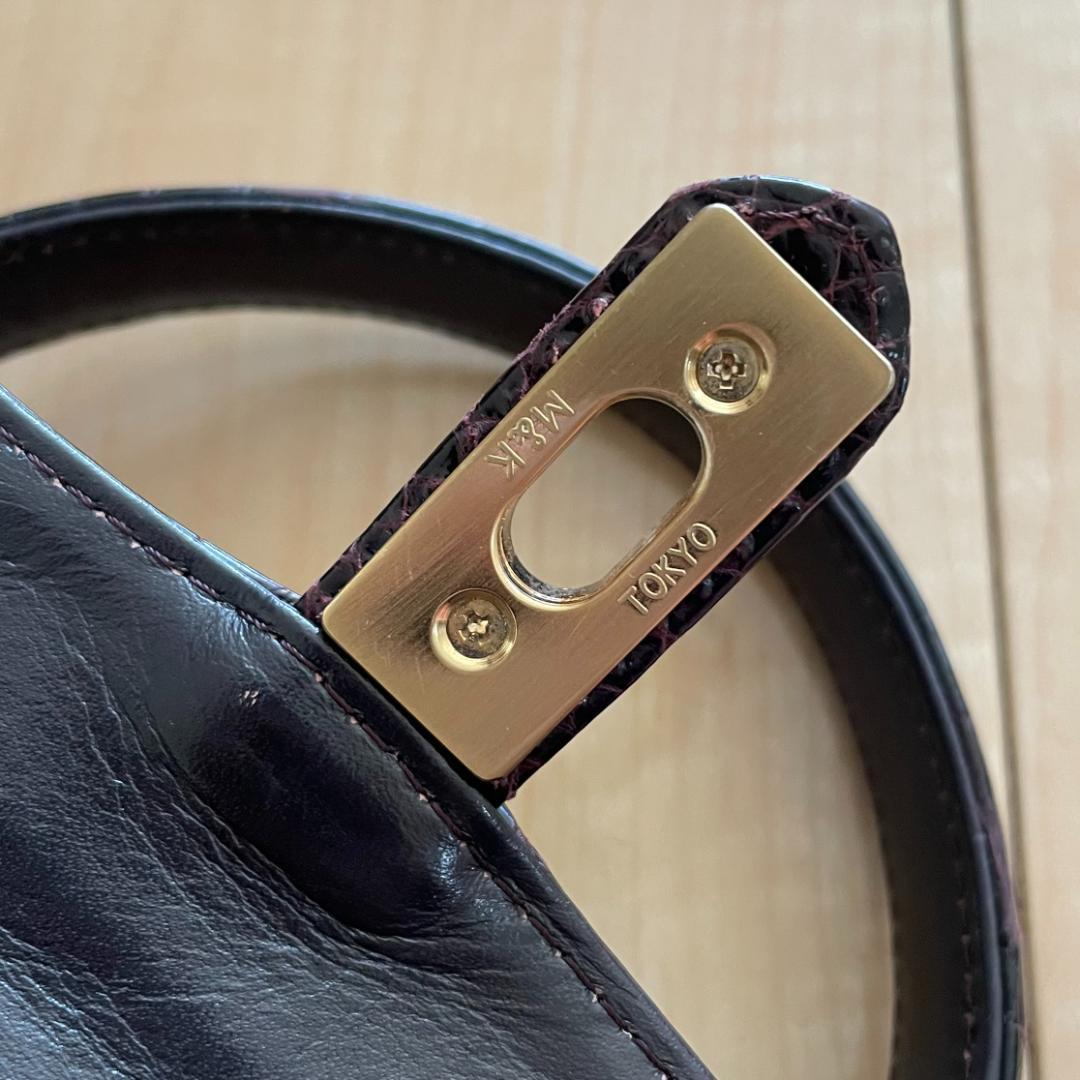 【極美品】JRA　クロコダイルハンドバッグ　ダークブラウン