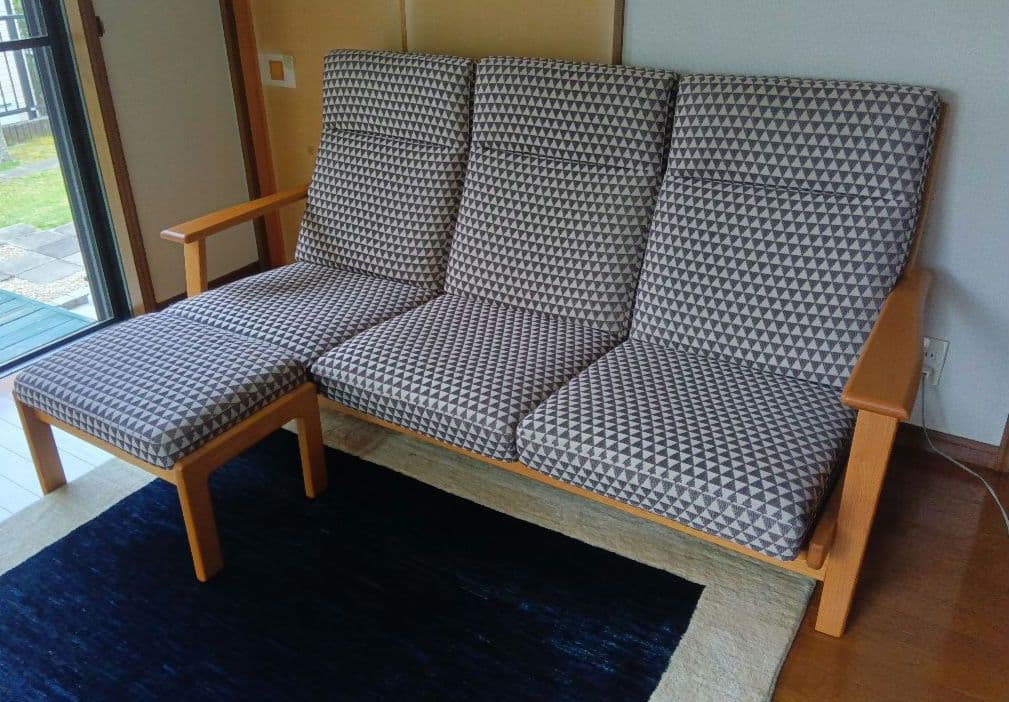 【引取限定・名古屋市】NAGANO ナガノ 3人掛ソファ＋スツー