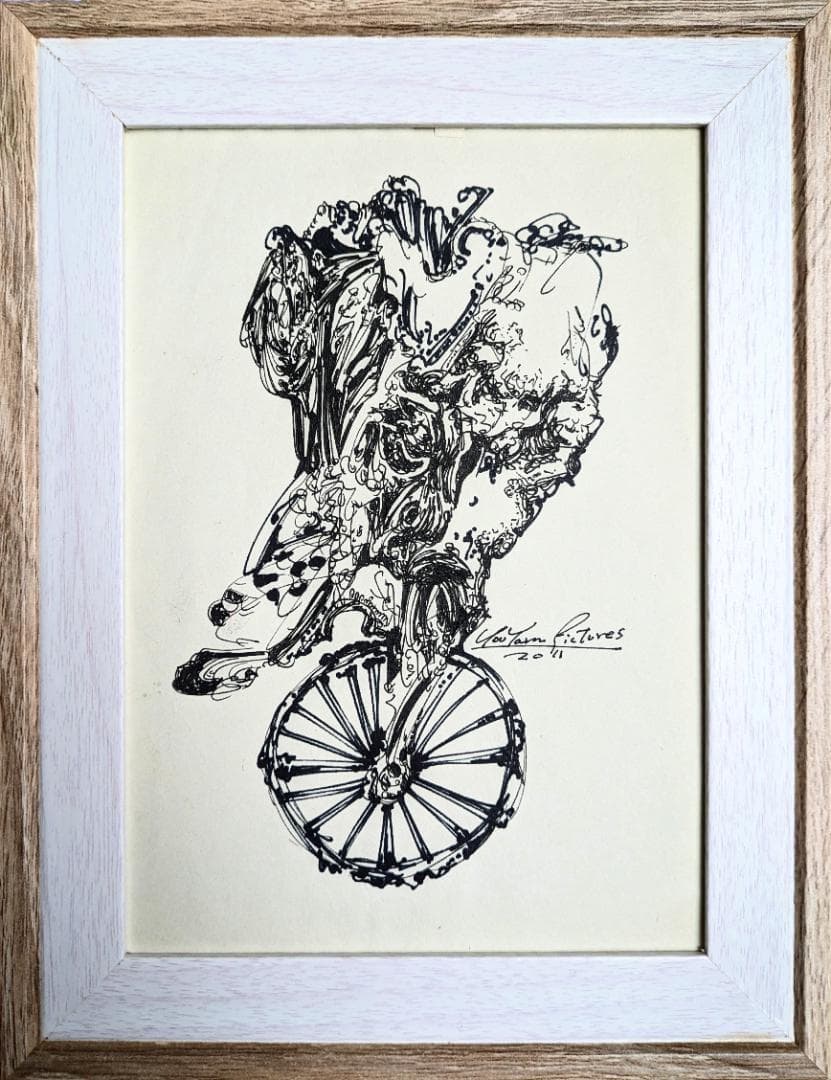 【真作1点物】「魔法の一輪車」■東京藝大卒画家■松崎祐哉■創業年のレア作品