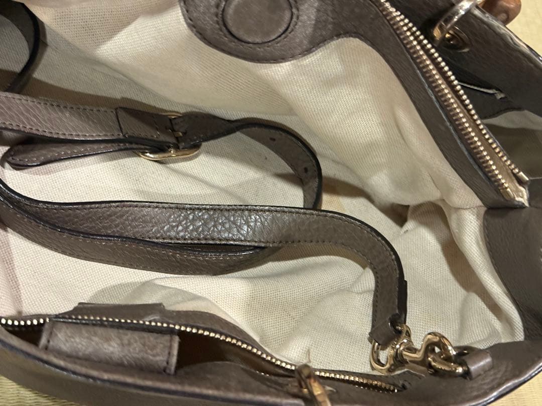 P*e様 GUCCI バンブーハンドル レザートートバッグ MADE IN IT