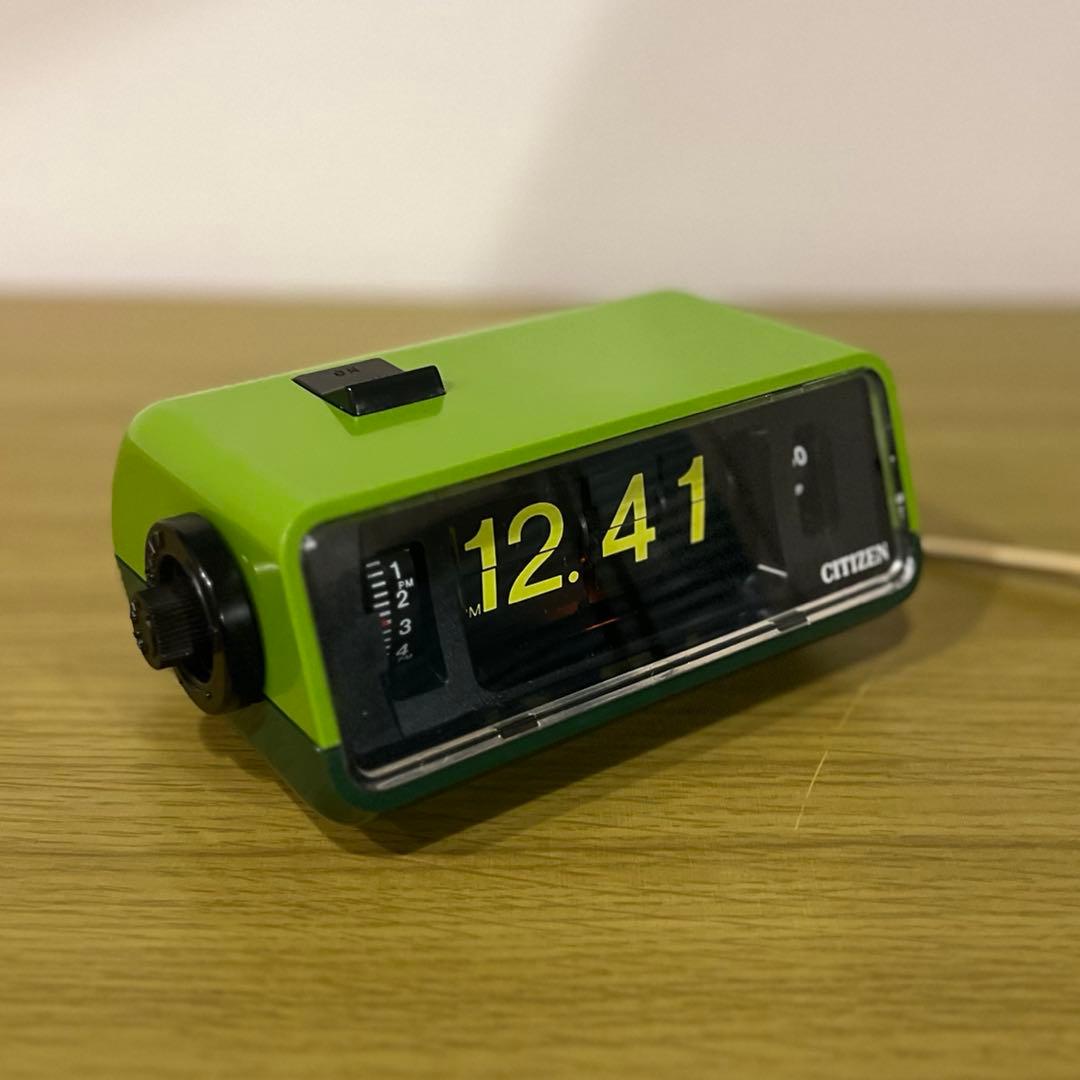 【メンテ済・動作正常】CITIZEN パタパタ時計 ハイリーフ・カーチス 緑