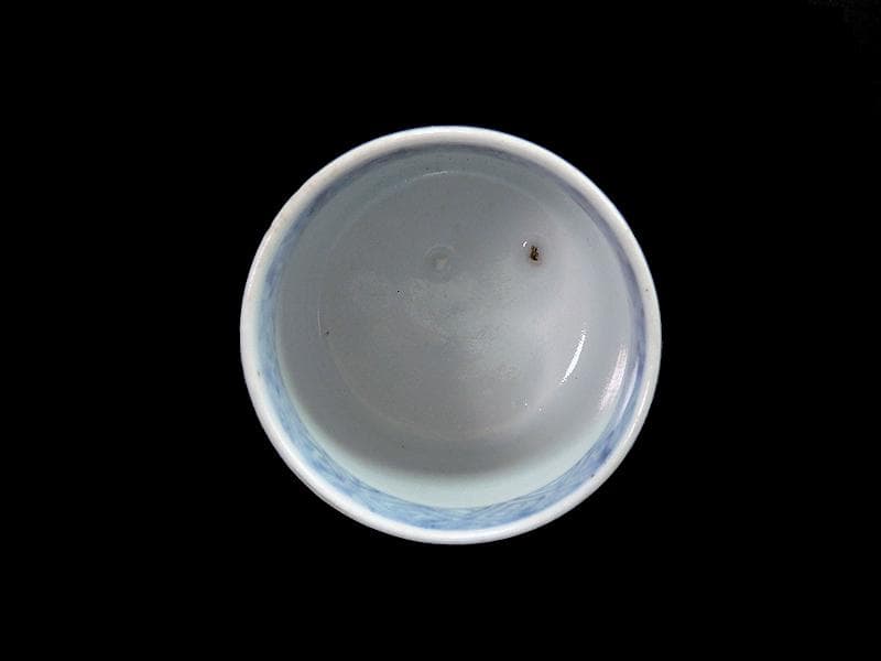 古伊万里　色絵　邸内図　御簾に桜花の図　のぞき　猪口　A964AS-CEj