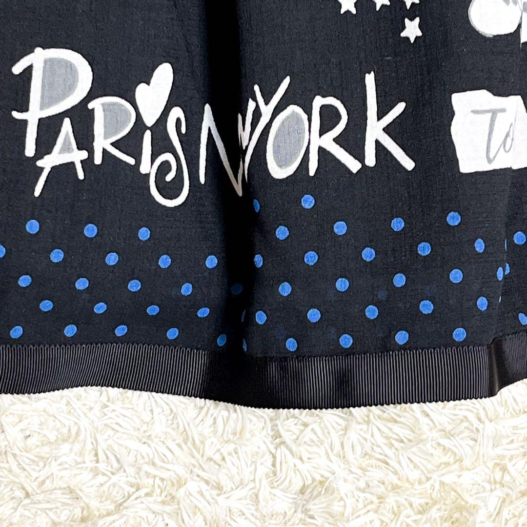 M'S GRACY 街モチーフ タックスカート パリ柄 フレアスカート ドット