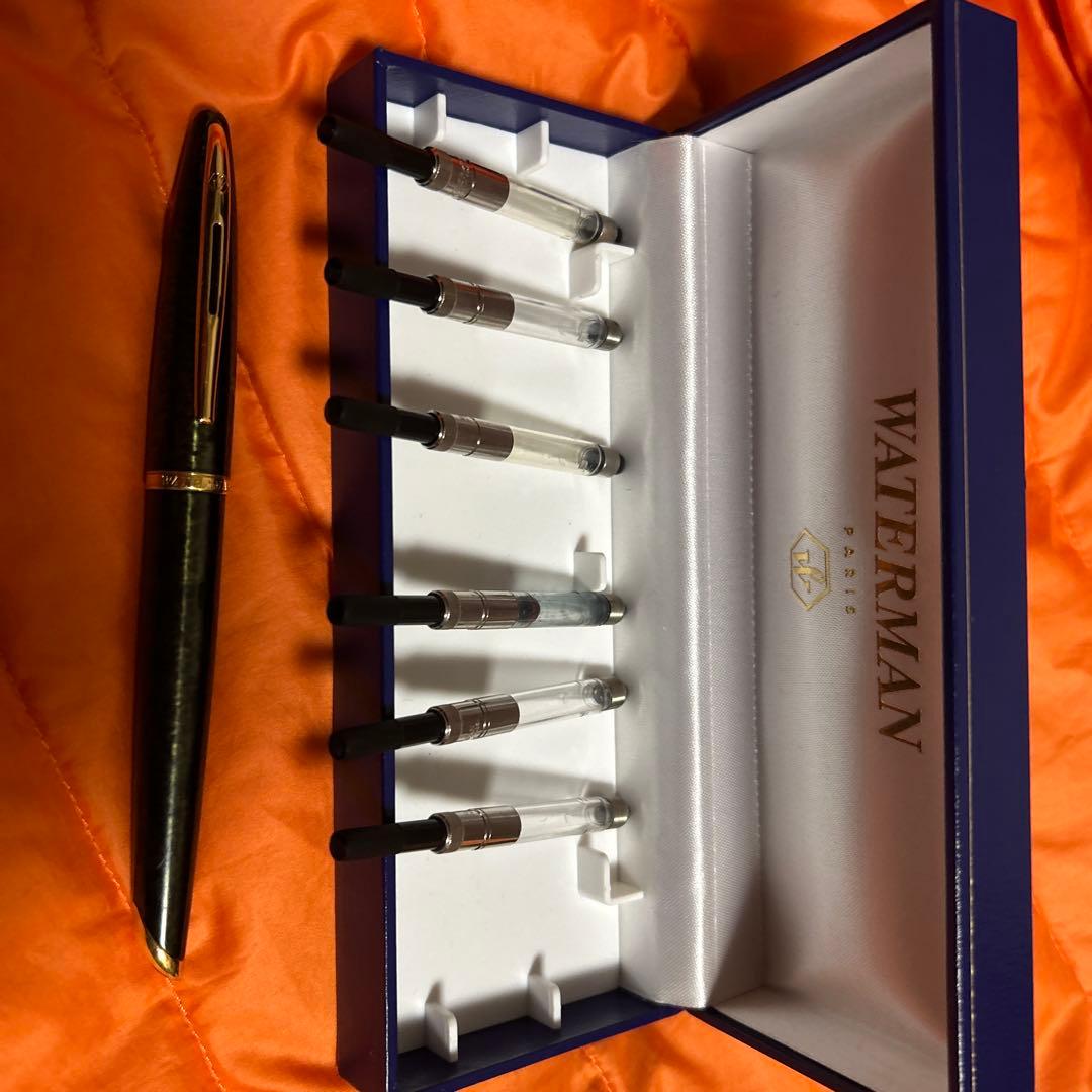 d*9様 WATERMAN 万年筆 黒 専用ケース付き、金18K