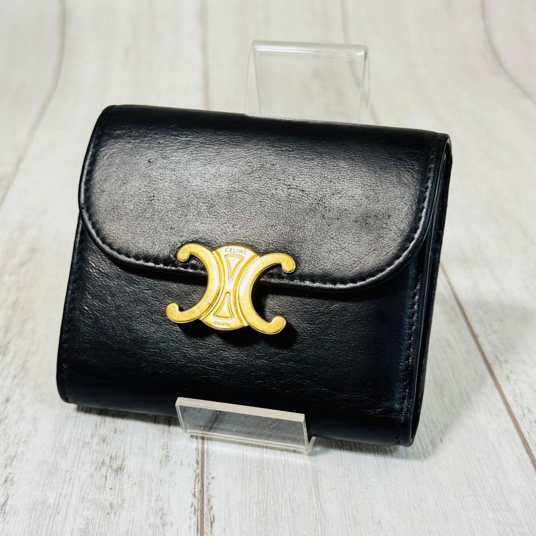 美品⭐CELINE セリーヌ 三つ折り財布 レザー ミニ コンパクト トリオンフ