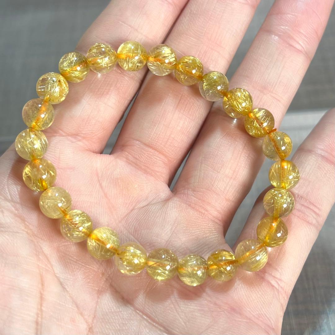 針美しさと透明度抜群　高品質　ゴールドルチルブレスレット　2