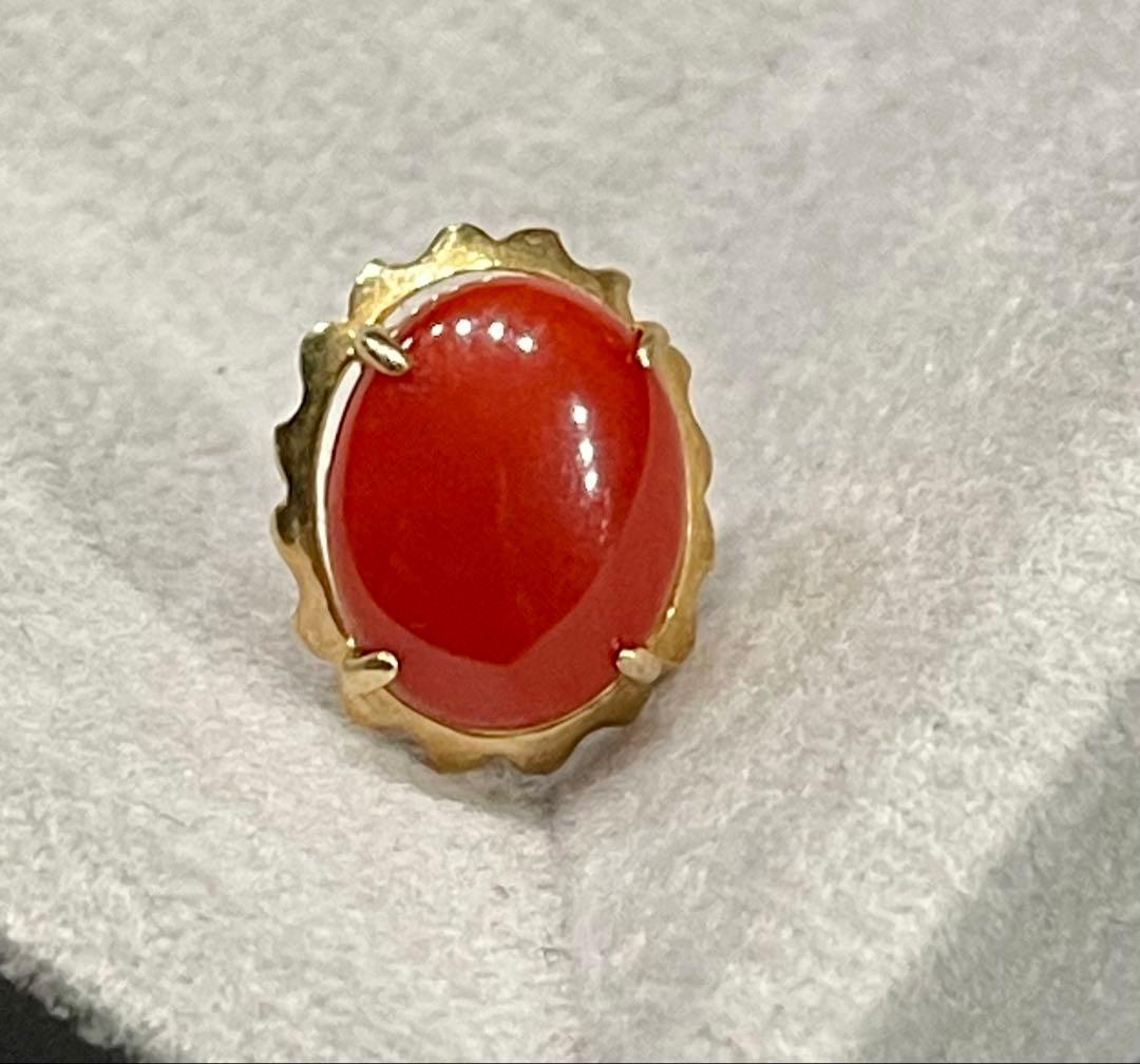 K14 ゴールド 地中海珊瑚 コーラル 14金 ピンブローチ CORAL