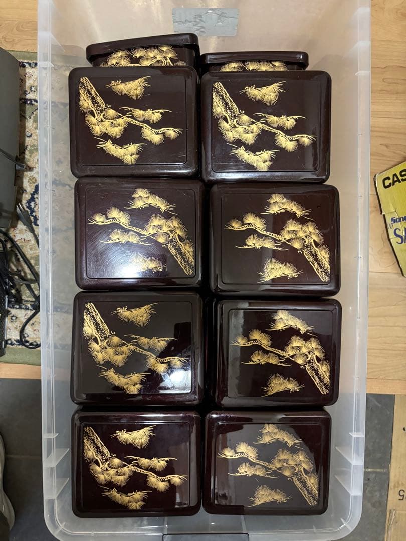 漆器 重箱 26個セット 金色の松