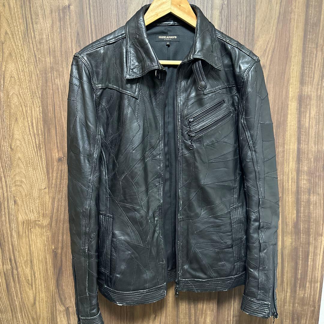 HIDEAWAYS NICOLE ラムレザー パッチワークジャケット