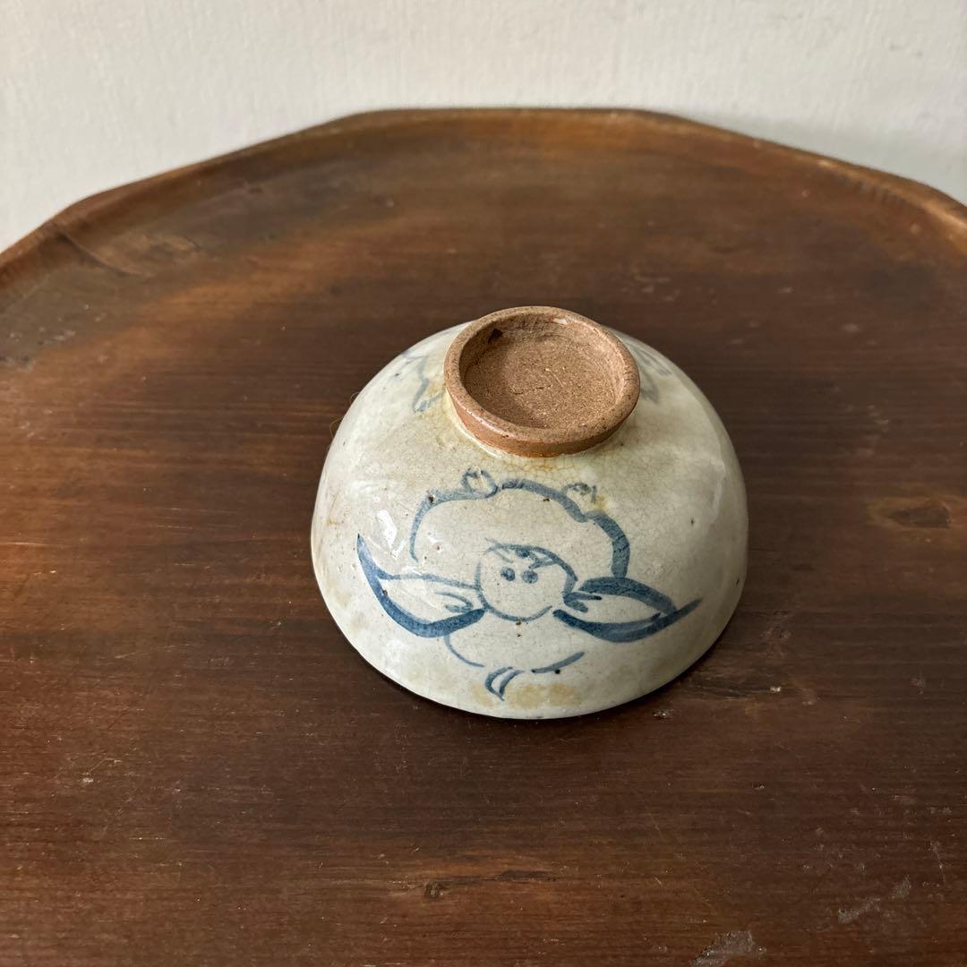 古い染付兎茶碗　うさぎ　ウサギ　骨董　柳宗悦　民藝　青山二郎　白洲正子　検:李朝