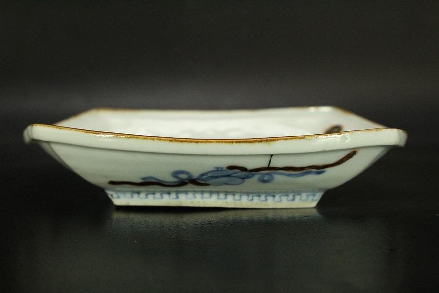 古九谷 四方 皿 うぶ出し 小皿 参考品(ZE576)