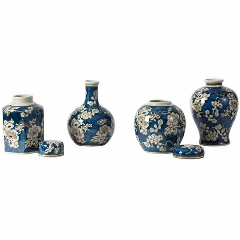 フラワーベース 4個セット シノワズリ 陶器 おしゃれ 置物 花瓶 エレガント