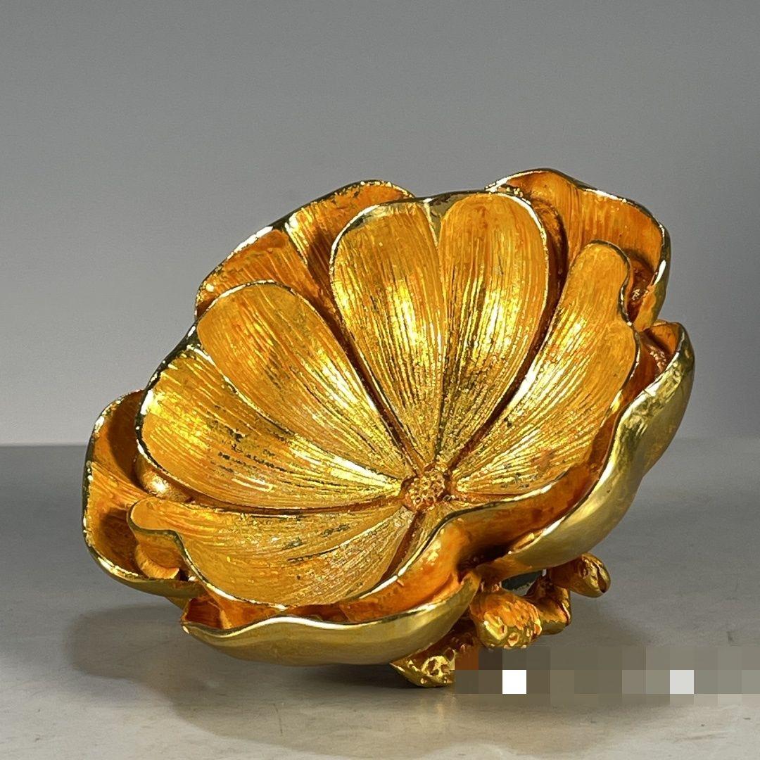銅器 鎏金蓮華蓮葉筆洗 書道具 文房具 装飾品 工芸品 置物
