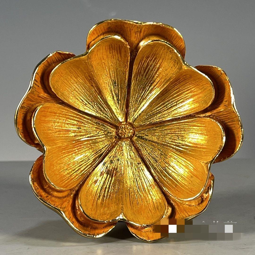 銅器 鎏金蓮華蓮葉筆洗 書道具 文房具 装飾品 工芸品 置物