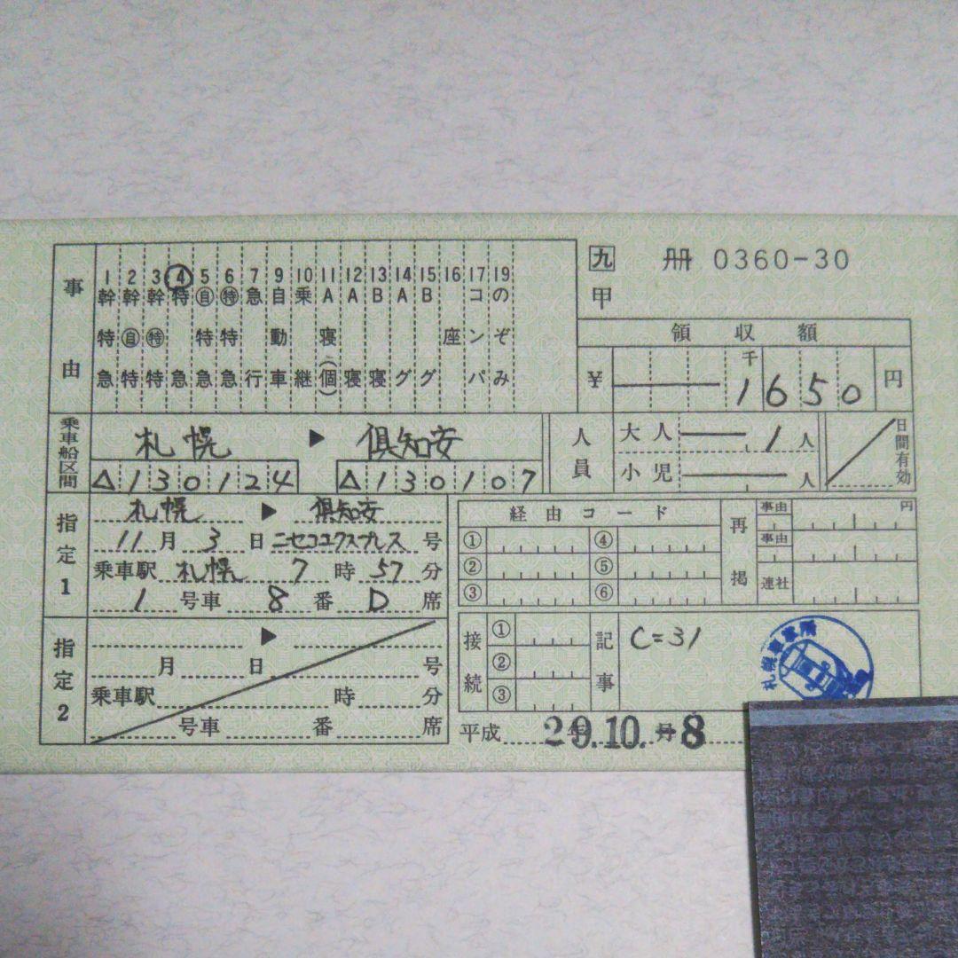 使用済み切符 ニセコエクスプレス