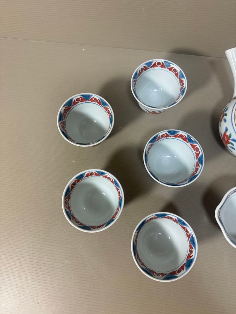 2169源右衛門　古伊万里風桜図　玉露茶器セット　急須1客　湯冷し1客　湯呑5客