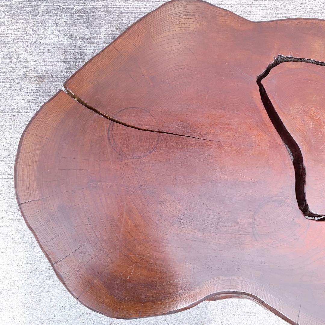 【稀少】昭和レトロ 木製 天然木 欅材 一枚板 脚付き座卓 センターテーブル