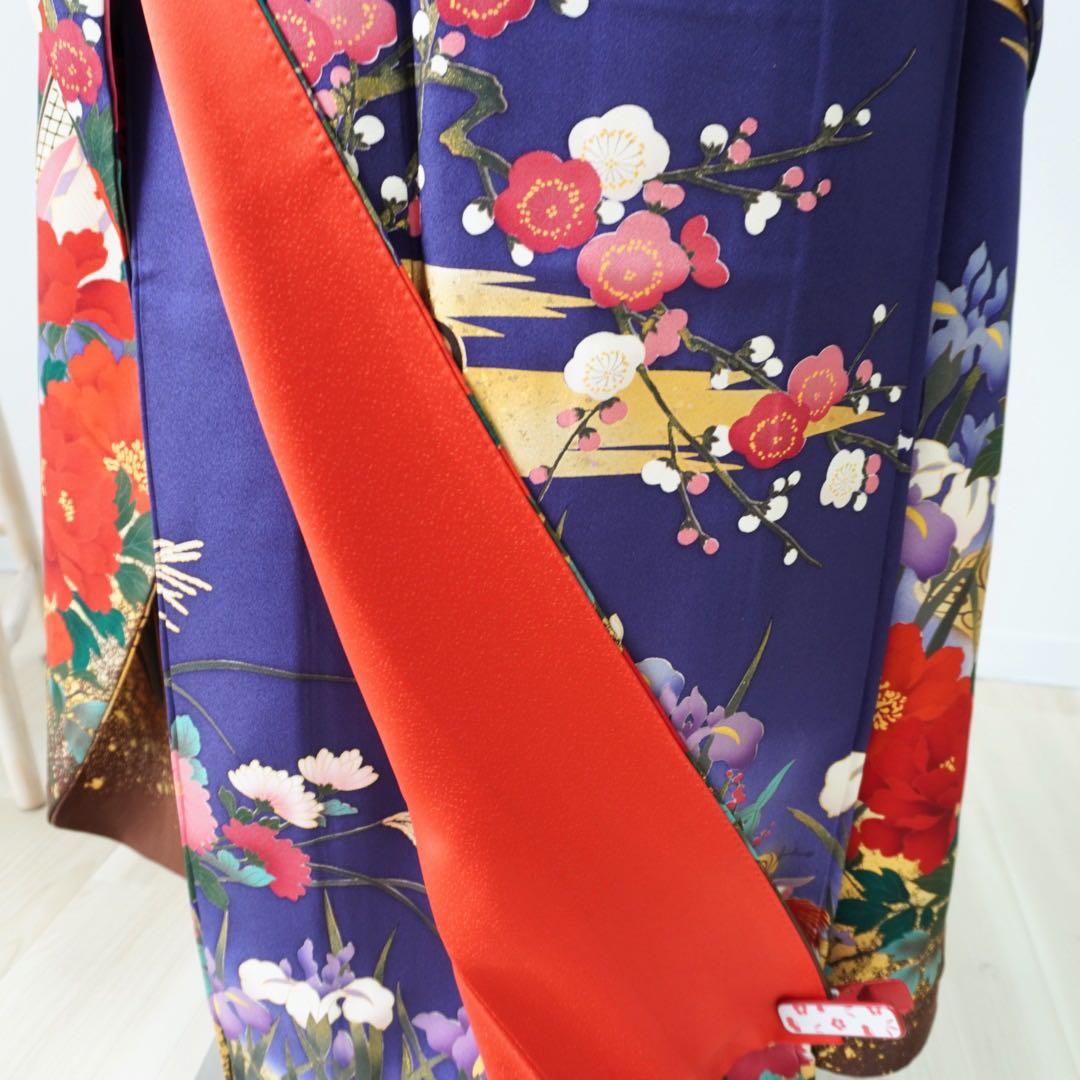 振袖　フルセット5点セット　【346i 】正絹　成人式　青系