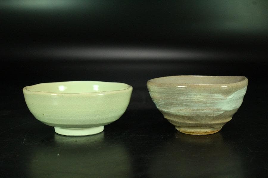 清水六兵衛 盃 一対 共箱 工房窯物(K-XA778)