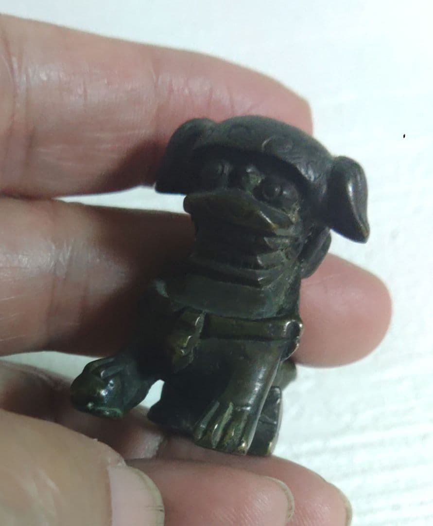 清朝　中国　古銅製　獅子　置物　イ10