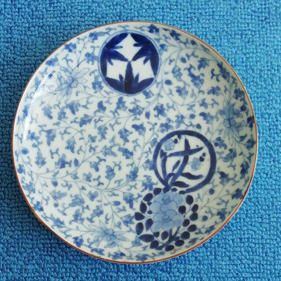 古伊万里花唐草丸紋六寸皿