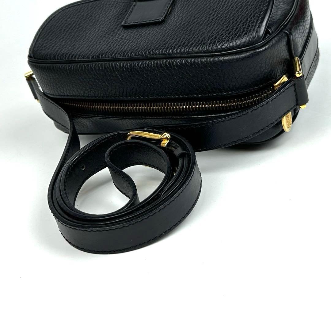 美品■セリーヌ ショルダーバッグ クロスボディ オールレザー ブラック オールド