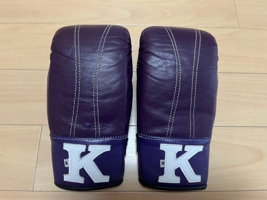 本革製「K」パンチンググローブ Mサイズ　紫