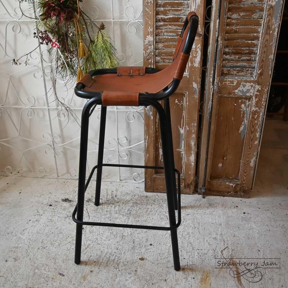 L3710-74-1 英国ヴィンテージ レザー ハイチェア カウンターチェア