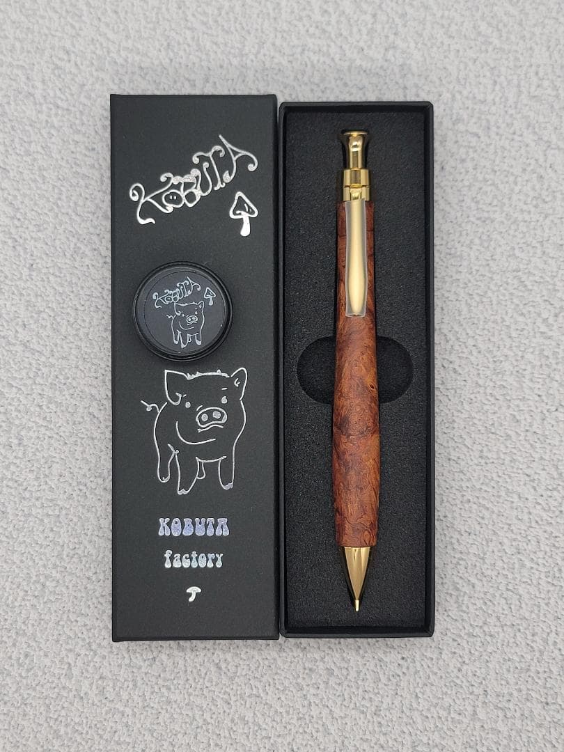 新品　こぶた工房　ローズウッド瘤　極上杢　金金具　シャープペンシル0.5