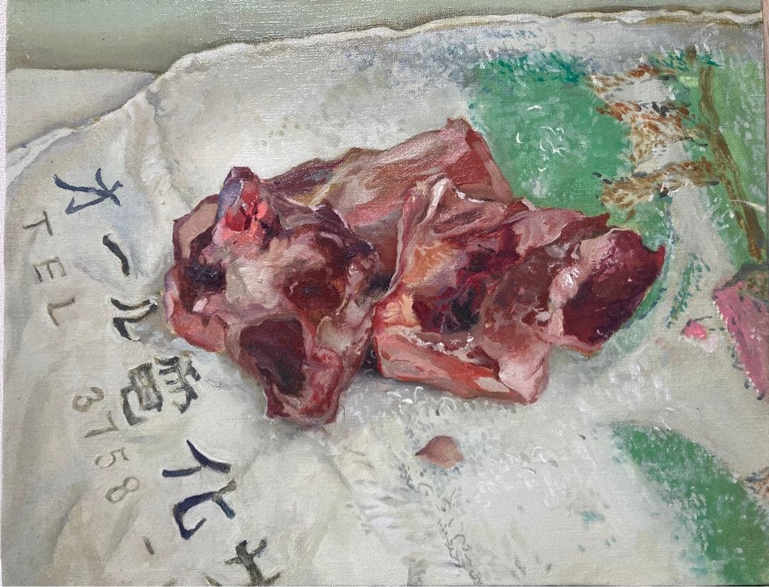 豚肉　絵画 油絵　油画　油彩画　　手描き　ART アート　F6