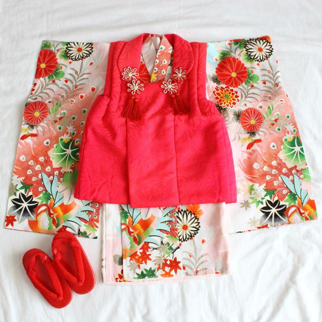 七五三 2歳 3歳 女の子 子供 アンティーク 着物 被布 セット