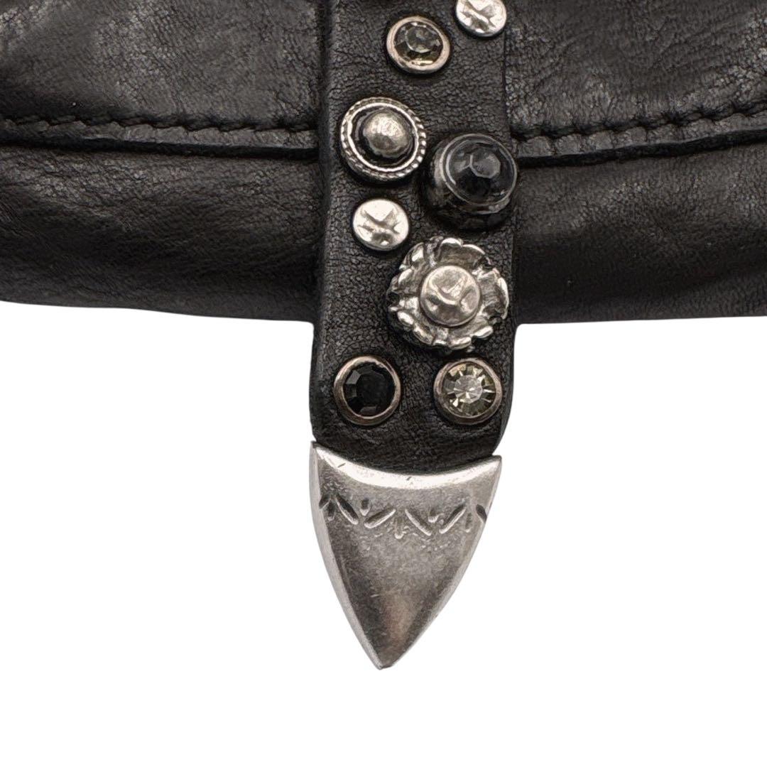 極美品 カンポマッジ スタッズ ショルダーバッグ 黒 レザー イタリア製