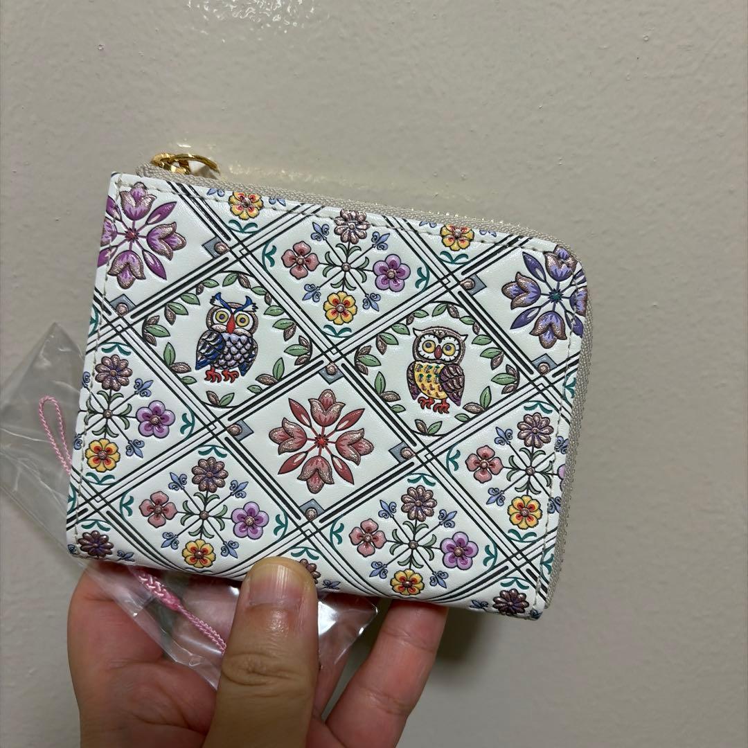 浅草文庫　フクロウと花のデザイン 財布　本革ケース　新品未使用