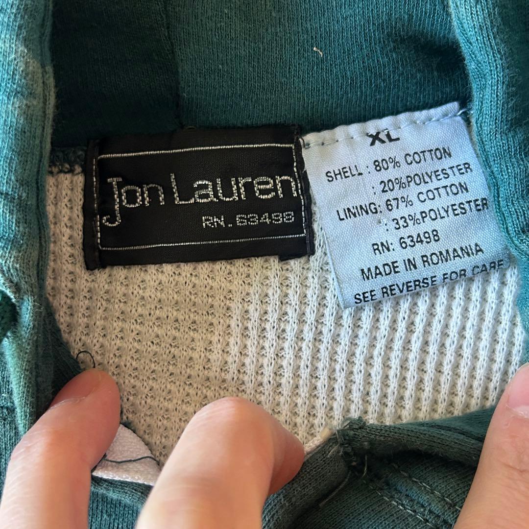 80s サーマル ダブルフェイス ジップパーカー ルーマニア製　フェード