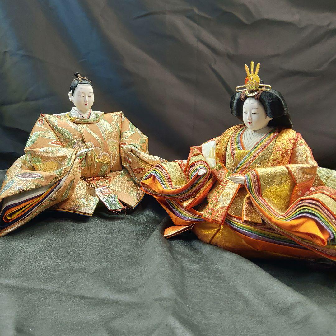 雛人形 京雛新王 平安 光寛作 特上七番 本帯地 正絹着物 未使用品