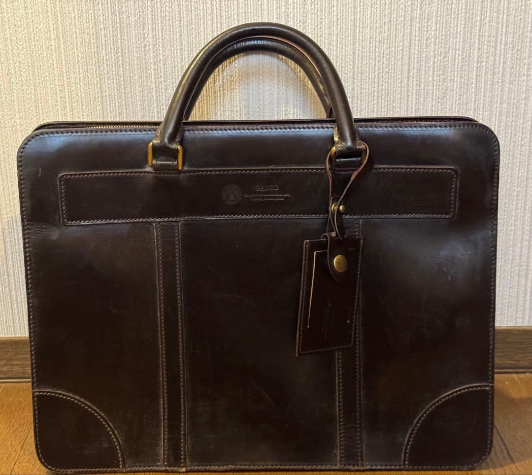 GANZO ダークブラウン レザー ビジネスバッグ　ブライドルレザー