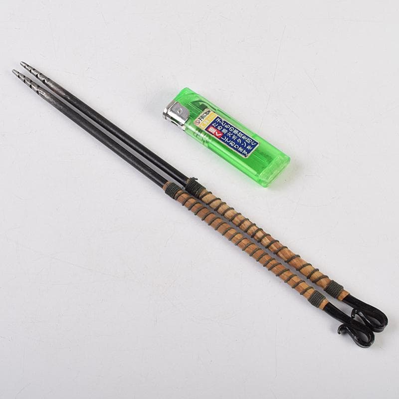 茶道具　金工師　木村清五郎造　古鉄　美津火箸　共箱　M　R9486