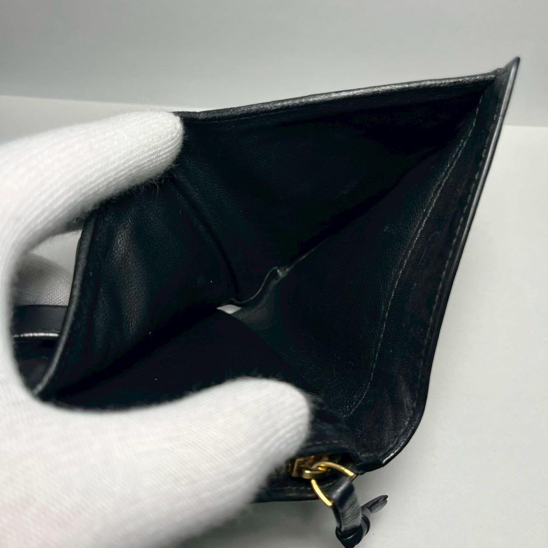 ボッテガヴェネタ 二つ折り財布 イントレチャート ラウンドファスナー ブラック