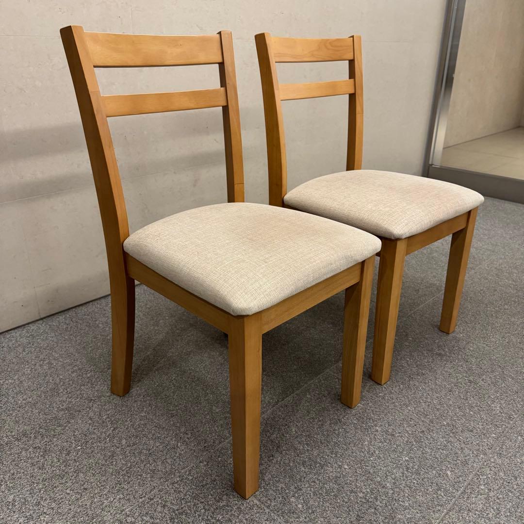 木製ダイニング3点セット 2人用 幅75cm ナチュラル